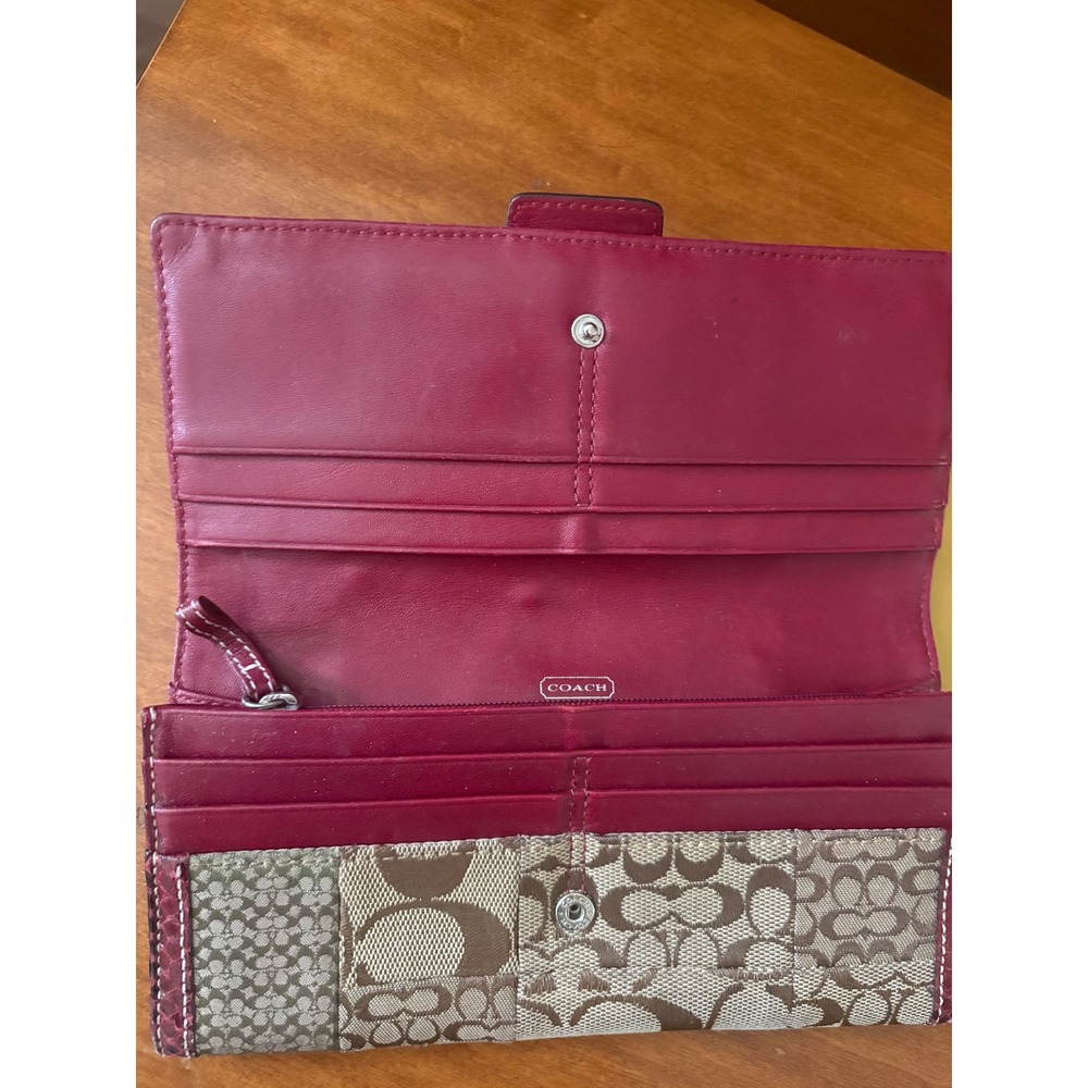 Coach Patchwork Signature Wallet Python Trim Burg… - image 3